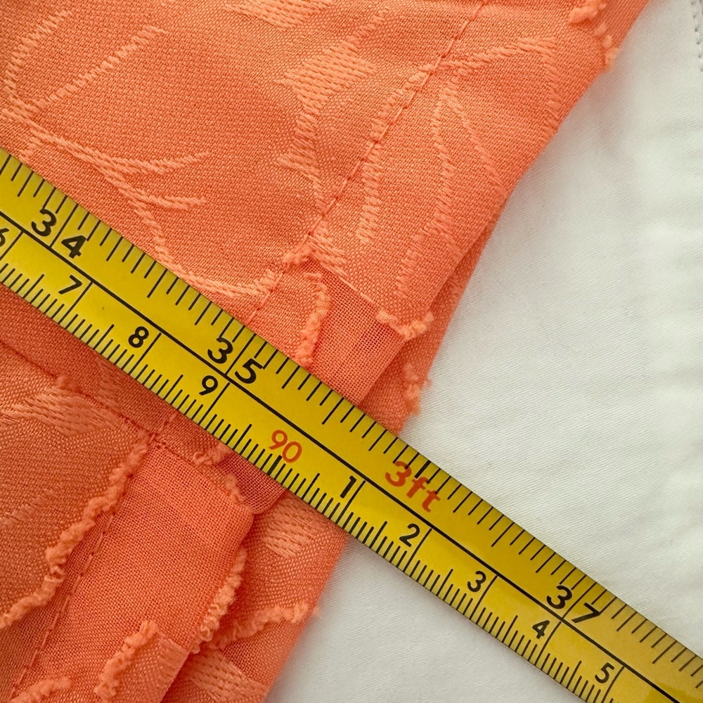 🌴 🆕  BELONGSCI Shift Design Dress V-Neck 3/4 Bell Sleeve. Orange. Size M.  NWT. - Picture 9 of 10